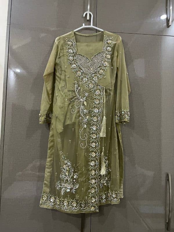 Olive Green Party Wear Dress 1