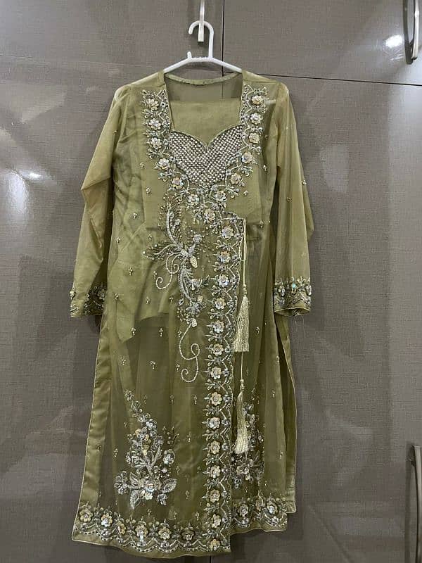 Olive Green Party Wear Dress 4