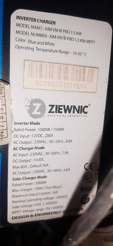 Ziewnic 1500 Solar Inverter 1
