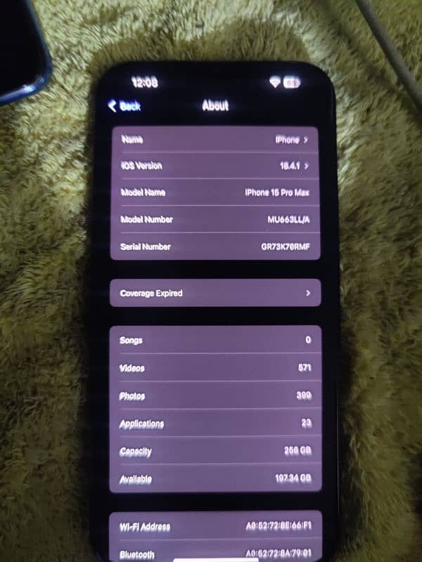 iphone 15 pro max LLA 256GB JV 7