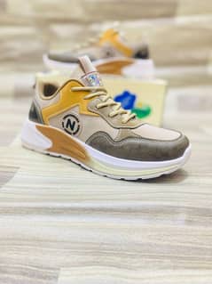 Men's Yellow Running Joggers - Comfortable Fabric Jogging Shoes