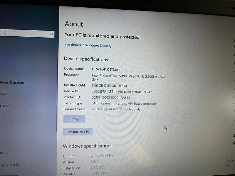 Lenovo Core i7 4th gen 8
