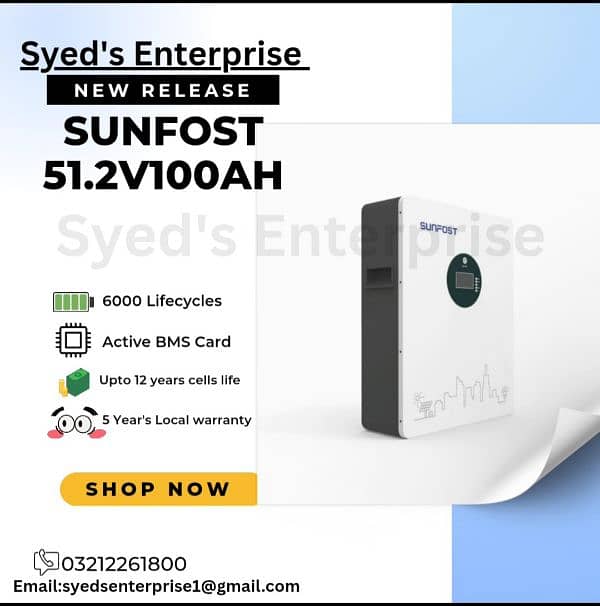 New Sunfost 51.2v100ah Lifepo4 lithium Battery 10