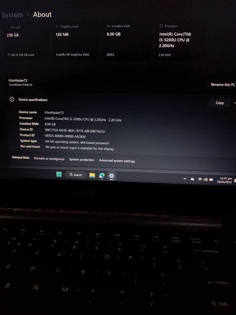 Acer Core i5, 5th generation, 8 GB RAM, 256 GB SSD 0