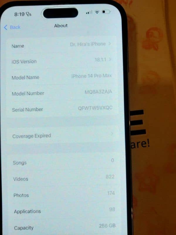 Iphone 14pro max 256 LLA model ZA/A 5