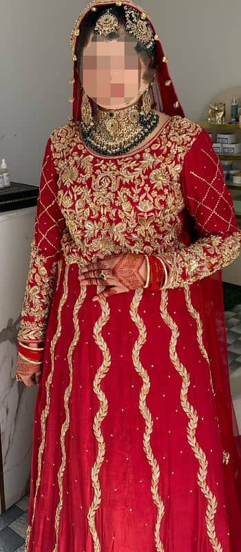 deep red colour bridel outfit with jewellery set for sale 0