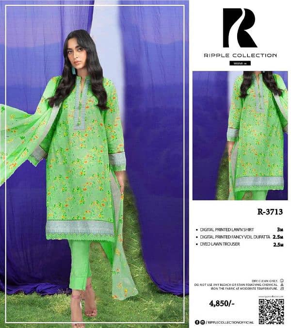 3 PC's Women's unstitched lawn printed suits 0