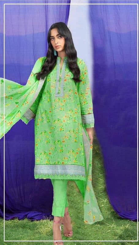 3 PC's Women's unstitched lawn printed suits 1