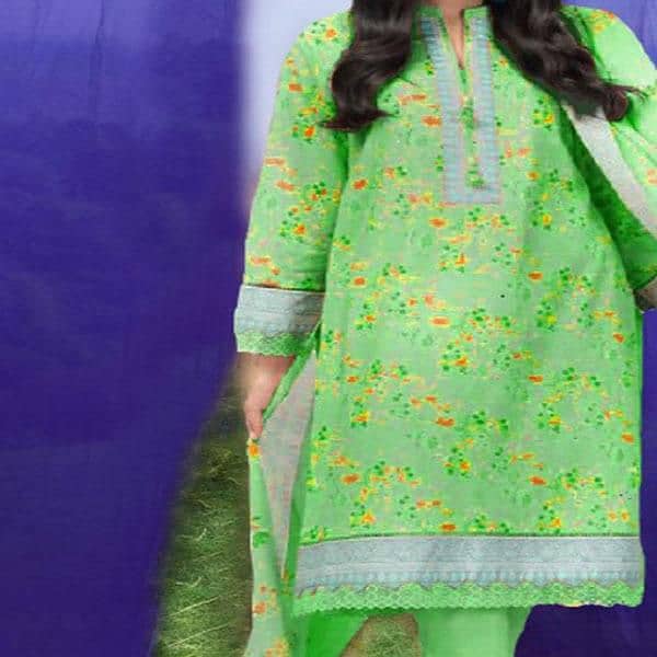 3 PC's Women's unstitched lawn printed suits 2
