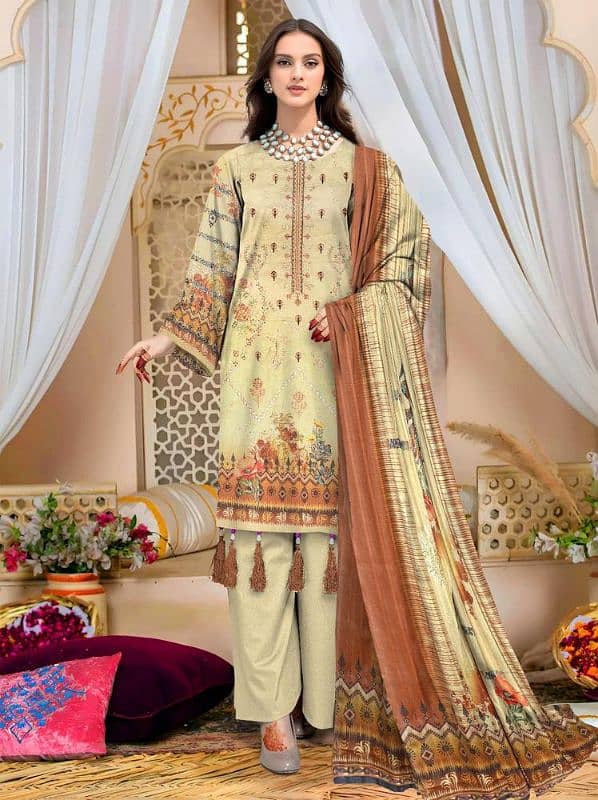 3 PC's Women's unstitched lawn printed suits 6