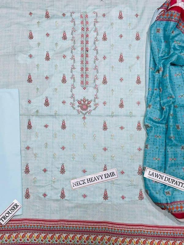 3 PC's Women's unstitched lawn printed suits 8