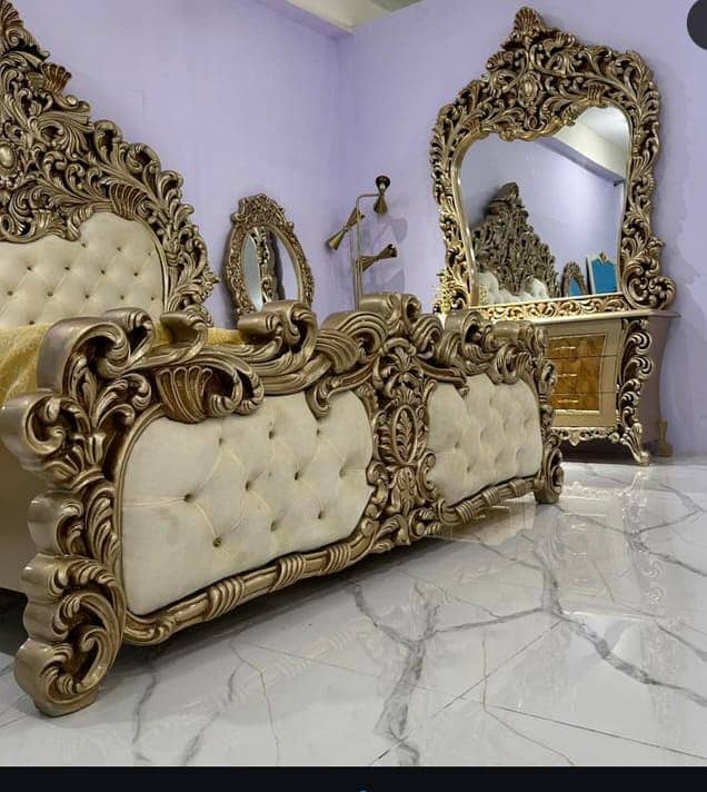 Poshish bed/king size bed/dressing table/bed set/wooden bed/furniture 3