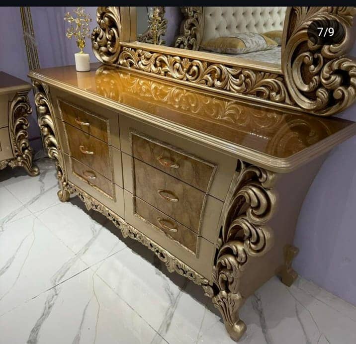 Poshish bed/king size bed/dressing table/bed set/wooden bed/furniture 8