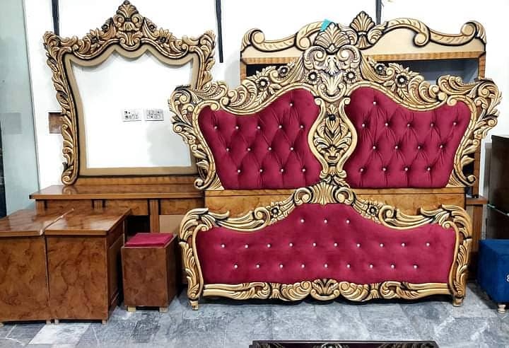 Poshish bed/king size bed/dressing table/bed set/wooden bed/furniture 17