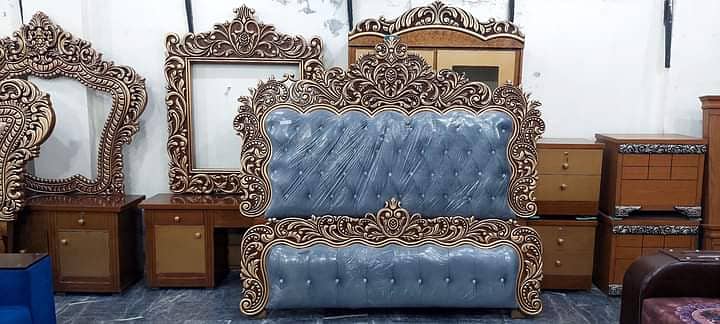 Poshish bed/king size bed/dressing table/bed set/wooden bed/furniture 18