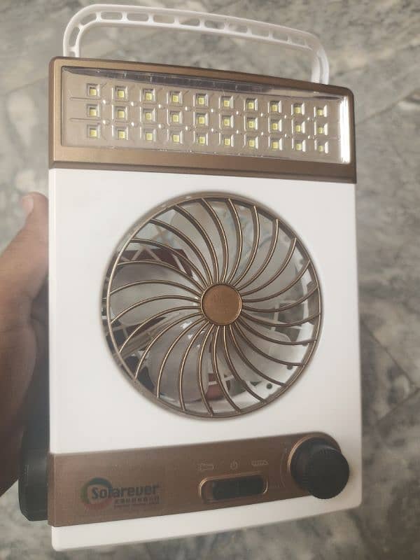 solar fan with 2 lights 2