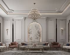 Home decor, office decor, feature walls, moulding walls, media walls