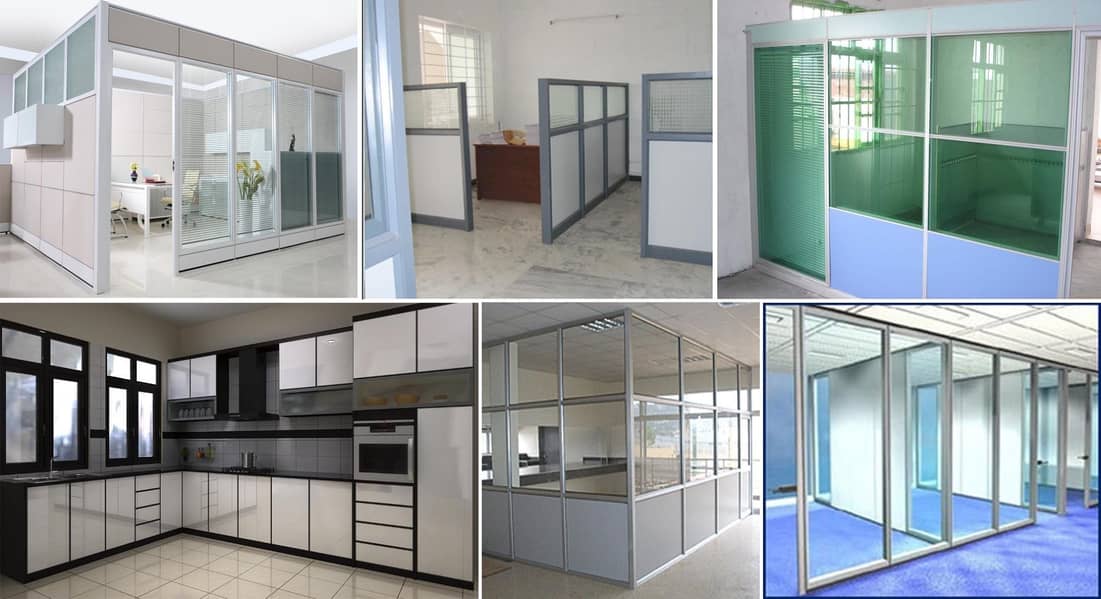 Aluminium glass window, Partitions, Doors, upvc windows, panels,blinds 3