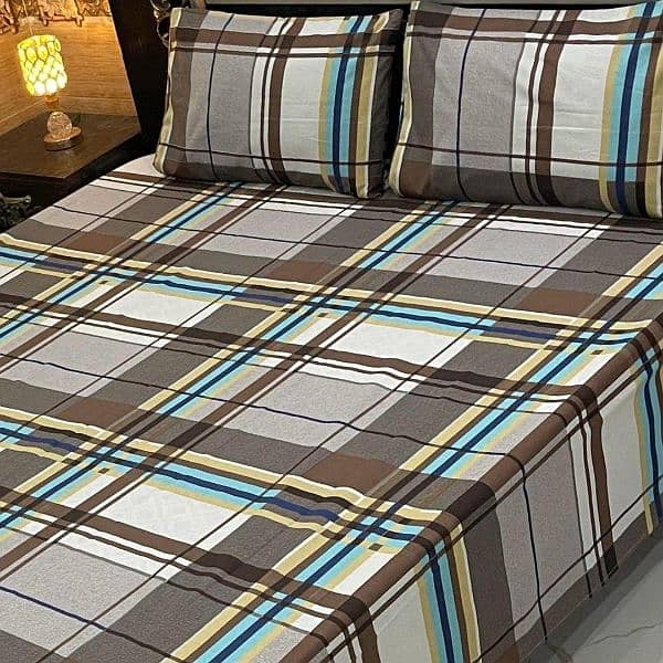 3pcs cotton printed Double bedsheet 0