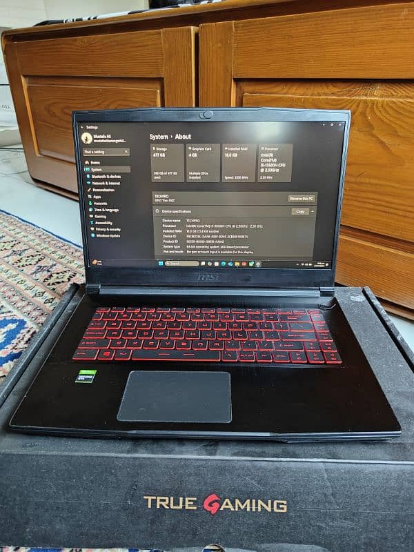 Msi Gf63 Thin 10SC Gaming Laptop i5 10th 16GB/512GB 1650 MaxQ 1