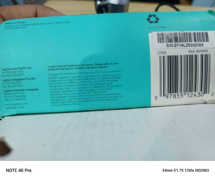 Logitech C922 Pro Stream HD Webcam 1080p ( delivery available) 5