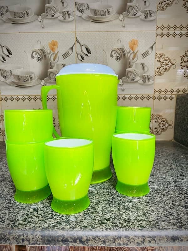 Water Set 7 pcs | 1 jug 6 glasses | fancy jug set Tableware 100% 0