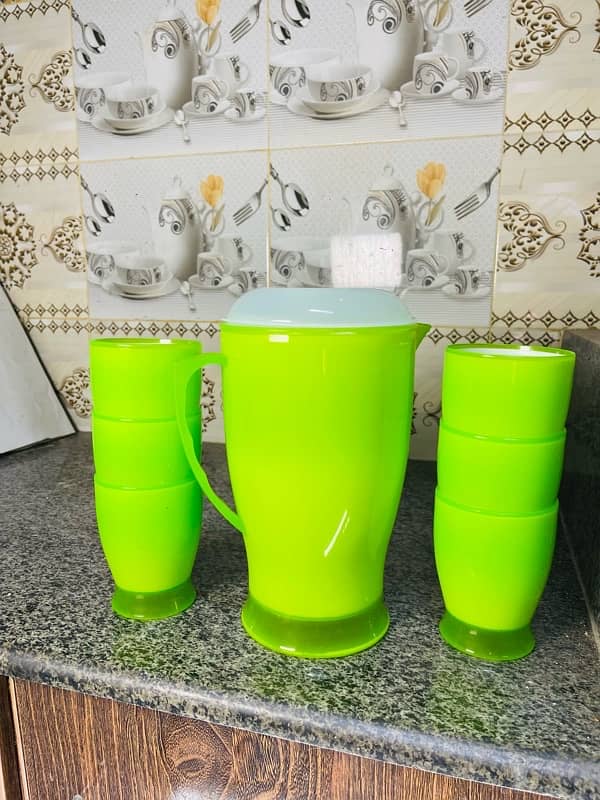 Water Set 7 pcs | 1 jug 6 glasses | fancy jug set Tableware 100% 1