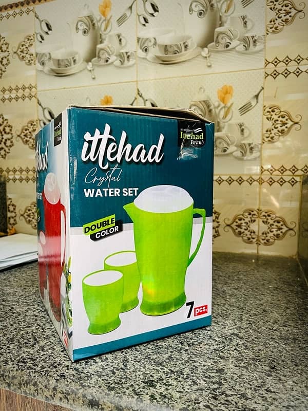 Water Set 7 pcs | 1 jug 6 glasses | fancy jug set Tableware 100% 3