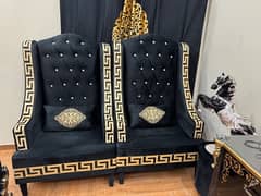 Two Black chair with table