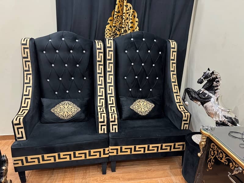 Two Black chair with table 0