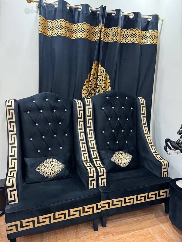 Two Black chair with table 3