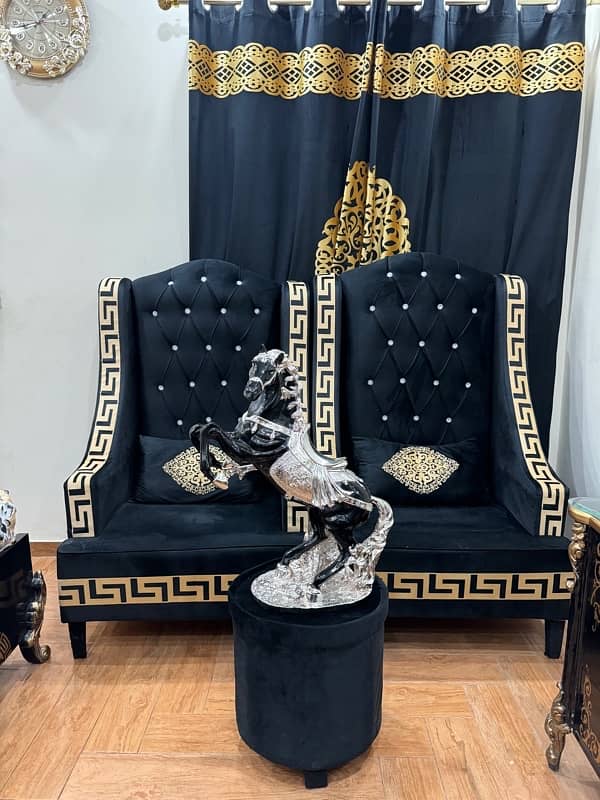 Two Black chair with table 6