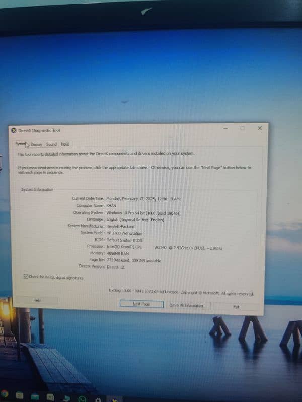 HP Pc z400 10
