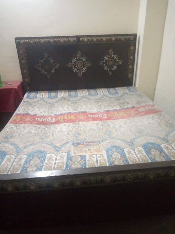 double bed with mattress for sale in good condition 0