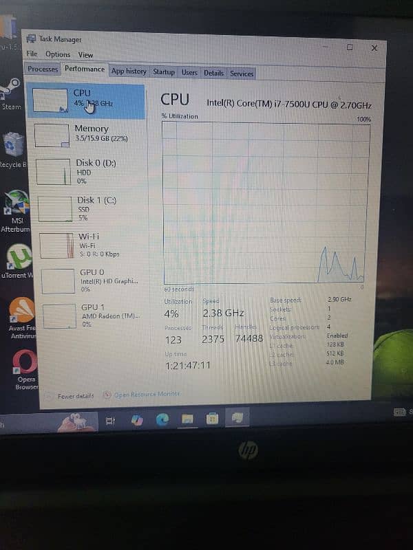 Gaming Laptop, I7 7th 16Gb Ram , 4gb Gpu, 1Tb Hard 120 Gb Ssd 4