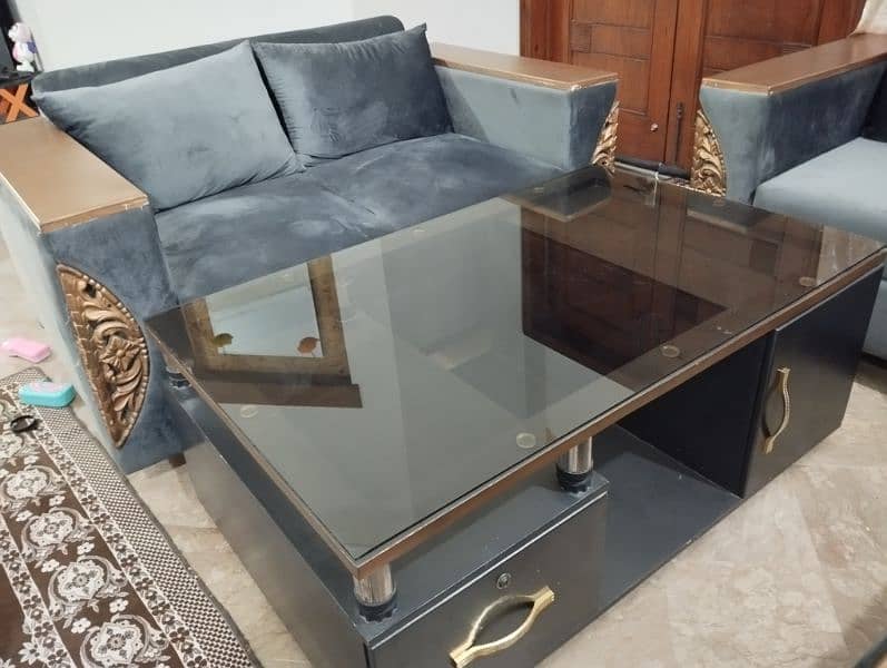 6 Seater Wooden Sofa Set With center table 1