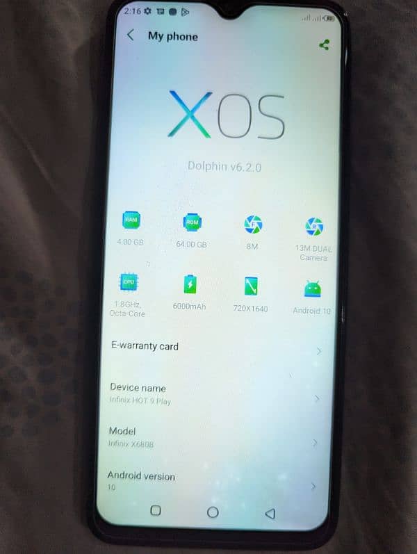 Infinix hot 9 play  duall sim 4/64 Pta approved 1