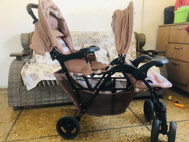 Imported Quality Double Pram - Good Condition - Karachi 0