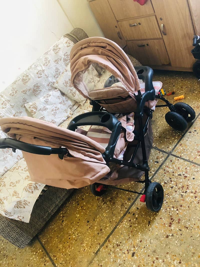 Imported Quality Double Pram - Good Condition - Karachi 4