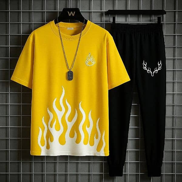 New trendy fired printed black and white premium quality track suit. 0