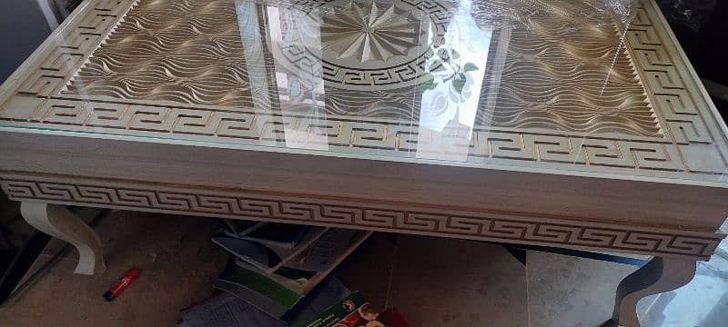 Almost new wood engraved center table 1