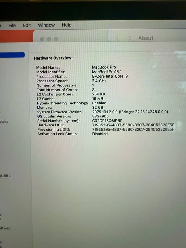 Macbook Pro 16 Inch 2020 Brand New Condition 4 Battery cycles 3