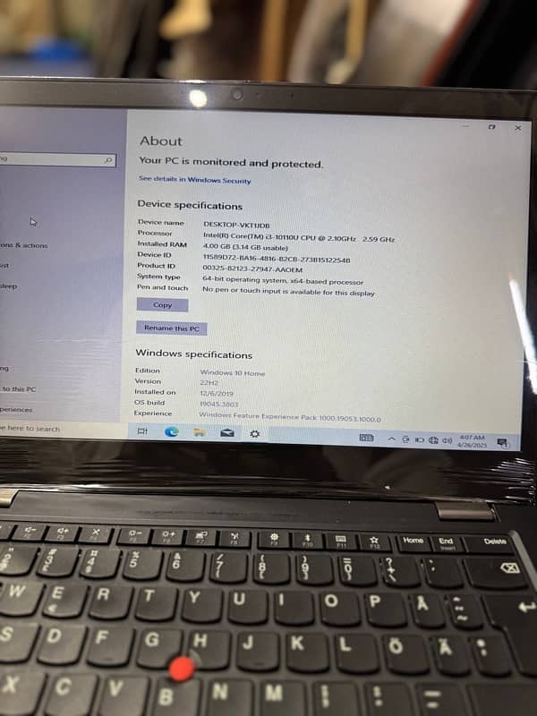 Lenovo L13 model 10th generation 4GB RAM 256gb SSD storage 8