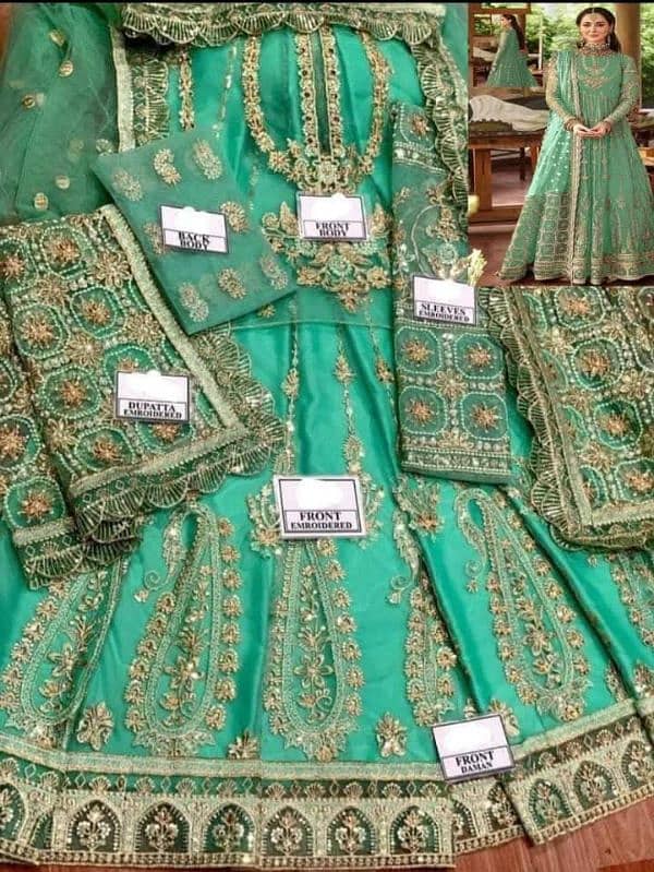 BRAND : AFROZEH FABRIC : NET  DETAILS :  Net Front Body 0