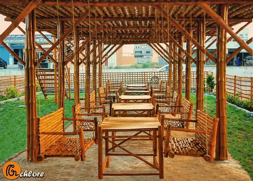 bamboo work|animal shelter|parking shade|wall Partitions|Jaffri shade 7