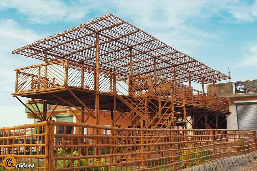 bamboo work|animal shelter|parking shade|wall Partitions|Jaffri shade 8