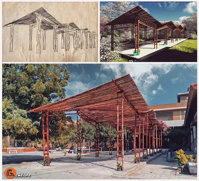bamboo work|animal shelter|parking shade|wall Partitions|Jaffri shade 19