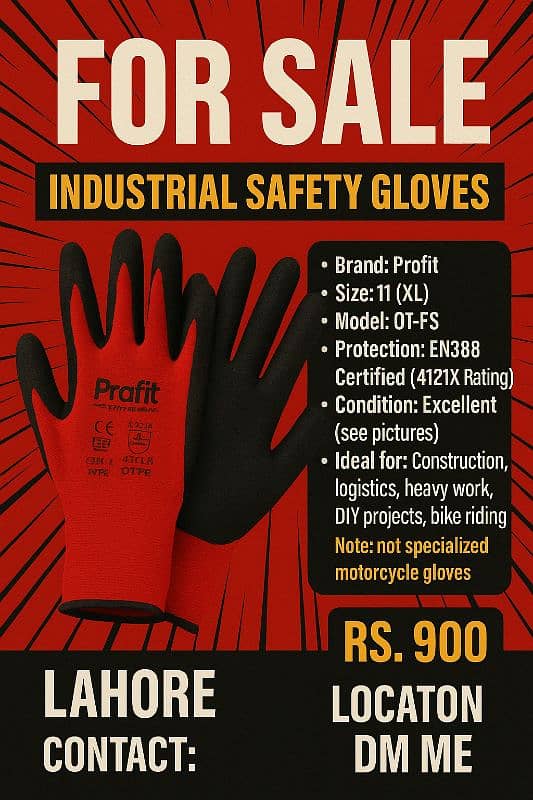 Heavy-Duty Safety Gloves | XL Size | Ideal for Work & Bike Riding 0