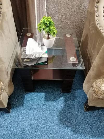 2 side table with glass top for sale