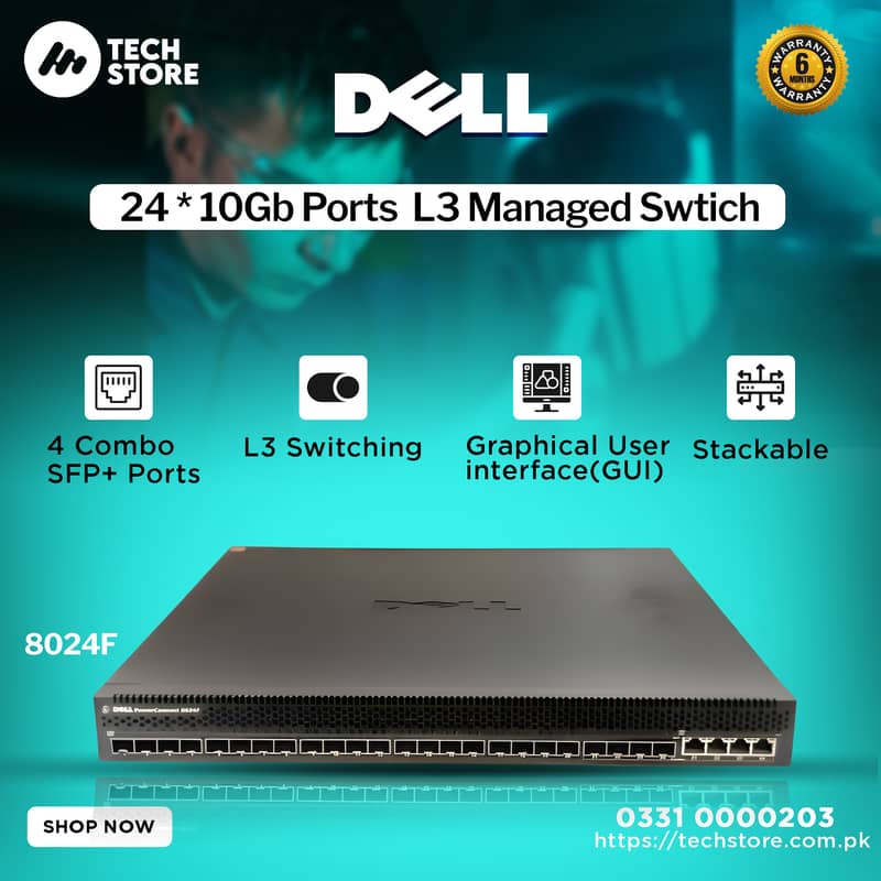 Dell PowerConnect 8024F 10GB 24 Port Gigabit Ethernet switch (Renewed 0